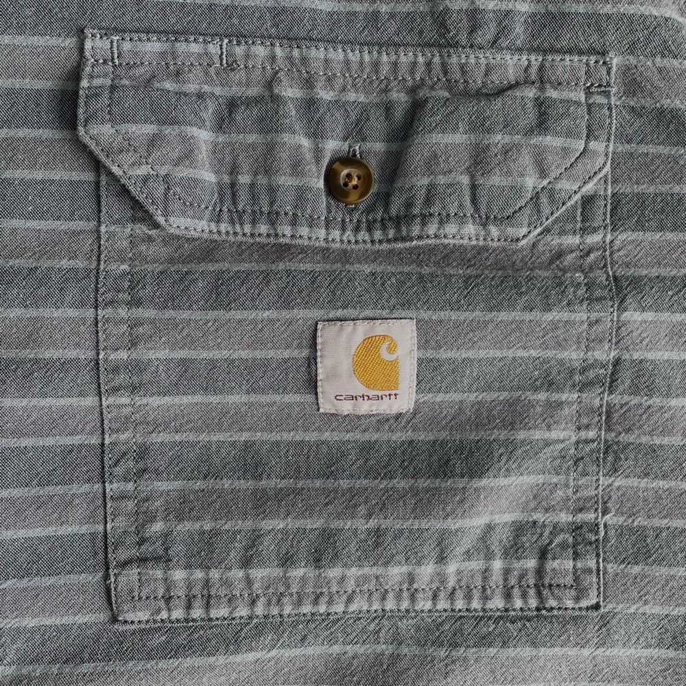 Carhartt Men's Loose Fit Short Sleeve Midweight Blue Striped Shirt Large Tall - Picture 7 of 8